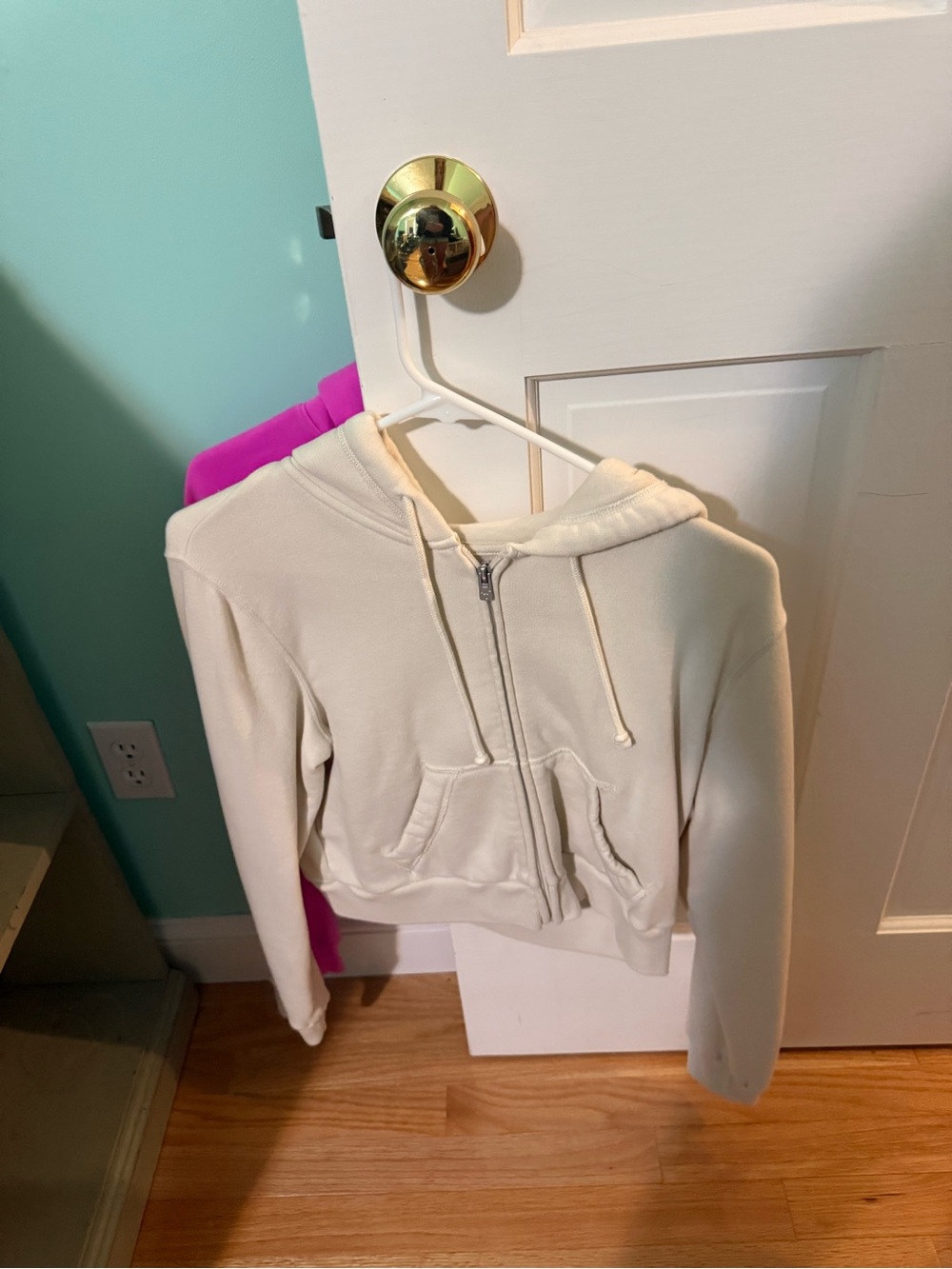 Hollister Cream Zip-Up Hoodie